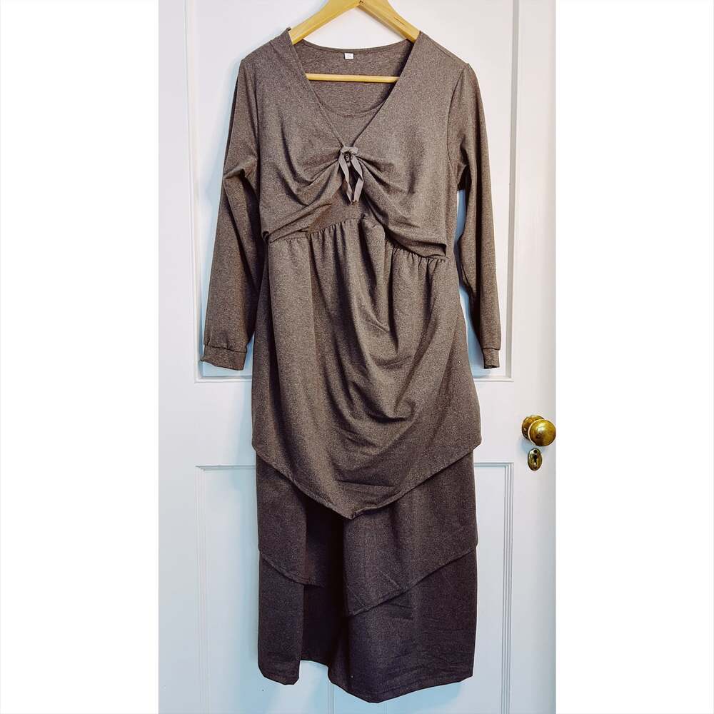 BNWOT Women's Unbranded Long Grey Layered Dress Size M
